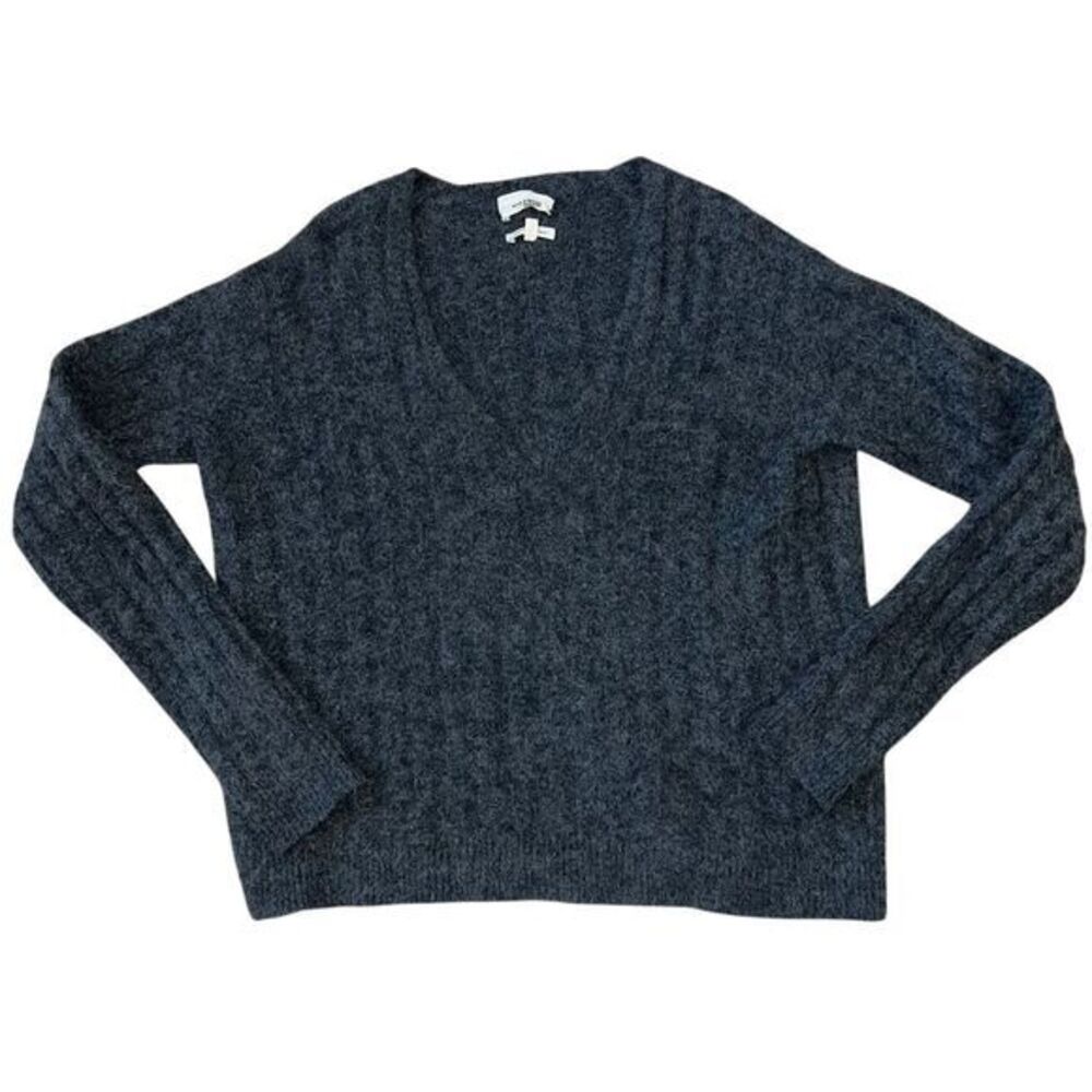 Aritzia‎ Wilfred Free Alpaca Blend V-Neck Oversized Knit Gray Sweater Size XXS